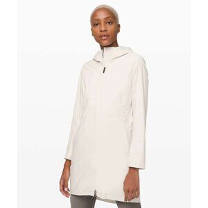 Lululemon women's 6 rain rebel jacket light ivory long length vented rain coat